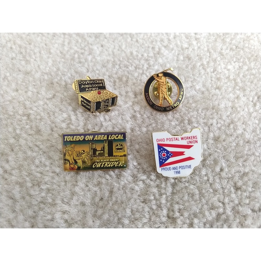 Ohio APWU USPS Postal Workers Union Pins Lot Of 4